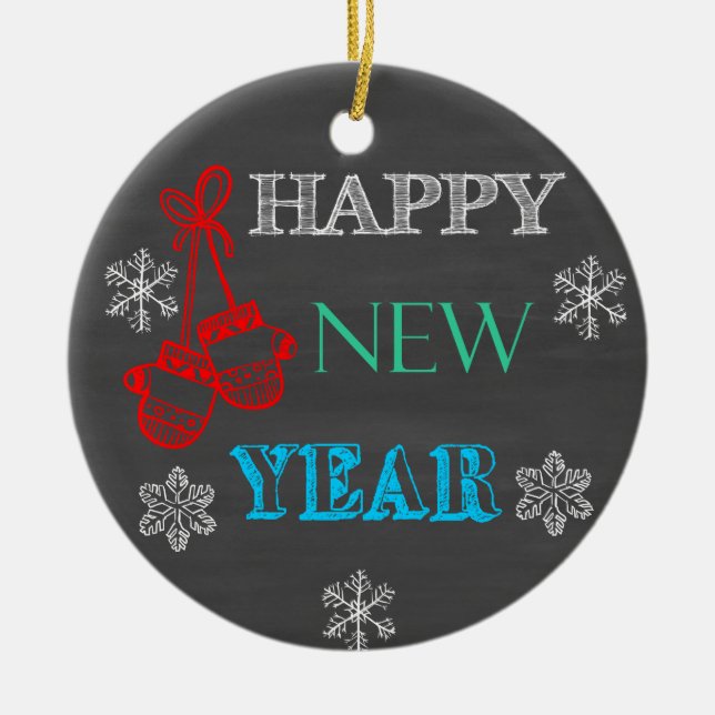 Happy New Year 2019 Chalkboard Ornament (Front)