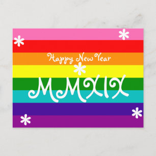 Happy New Year 2019 Rainbow LGBT Roman Numeral Holiday Postcard