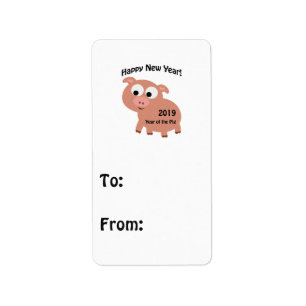 Happy New Year 2019 Year of the Pig Label
