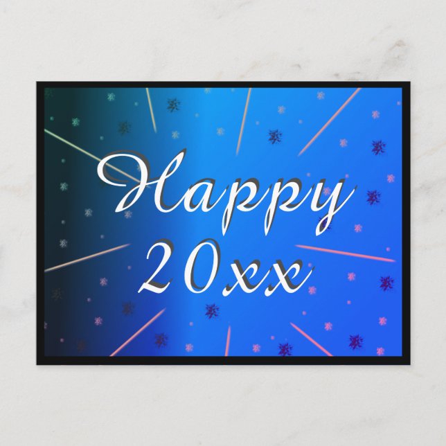 Happy New Year 2020 Blue Stars Holiday Postcard (Front)
