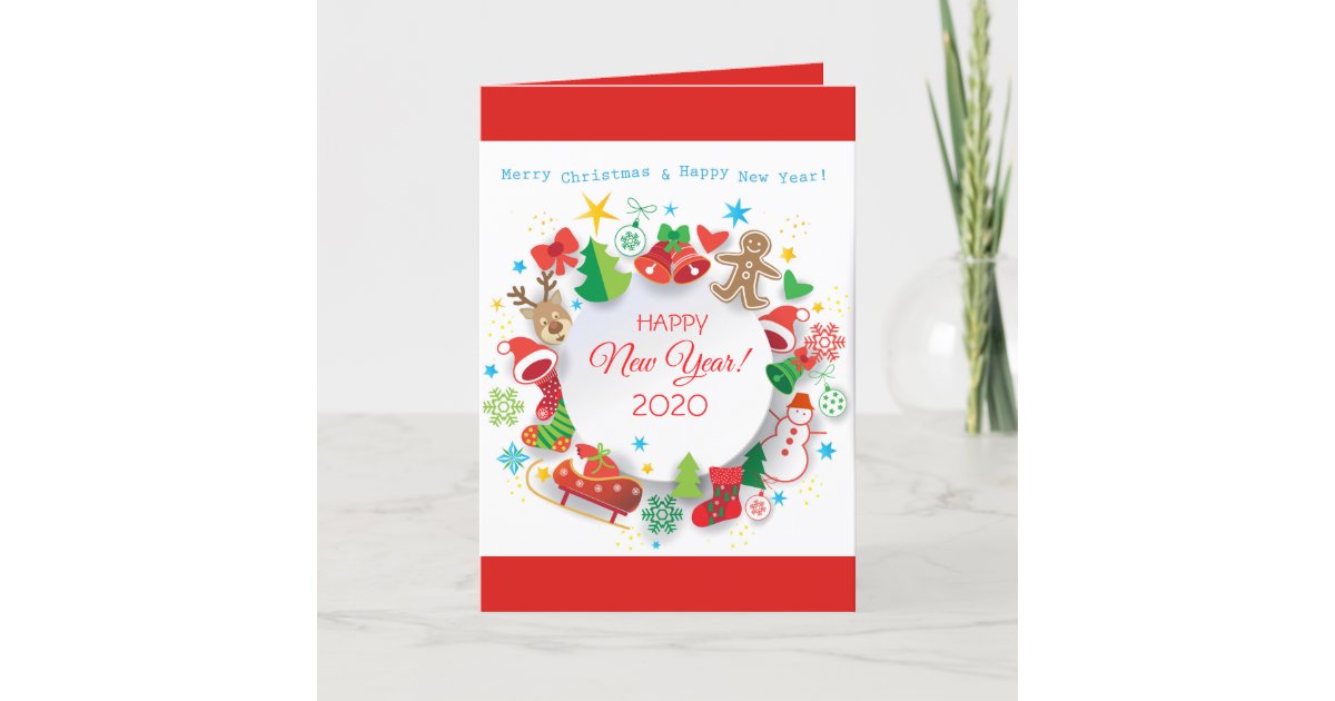 Happy New Year 2020 Christmas Characters Holiday Card Zazzle Co Nz