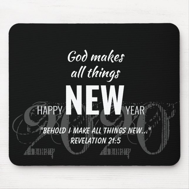 HAPPY NEW YEAR 2020 Customised Scripture BLACK Mouse Pad (Front)