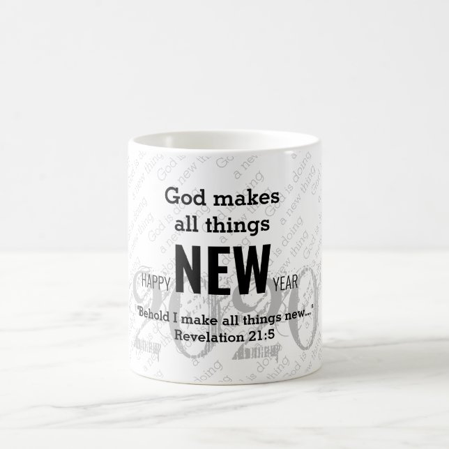 HAPPY NEW YEAR 2020 Customised Scripture WHITE Coffee Mug (Center)