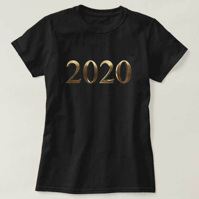 Happy New Year 2020 Elegant Faux Golden Numbers T-Shirt (Design Front)