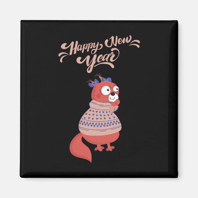Happy New Year 2020 Squirrel Tee Christmas Squirre Magnet (Front)