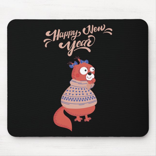 Happy New Year 2020 Squirrel Tee Christmas Squirre Mouse Pad (Front)