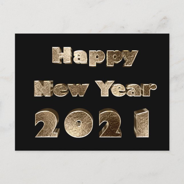 Happy New Year 2021 Gold Look Chic Elegant Holiday Postcard (Front)