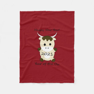 Happy New Year 2021 Year of the Ox Fleece Blanket