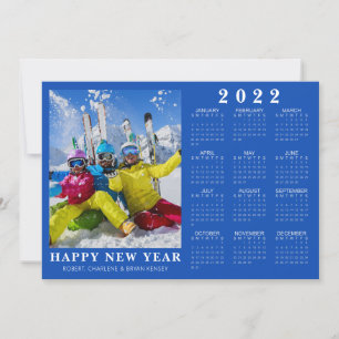HAPPY NEW YEAR 2022 Calendar Photo Your Colour Holiday Card