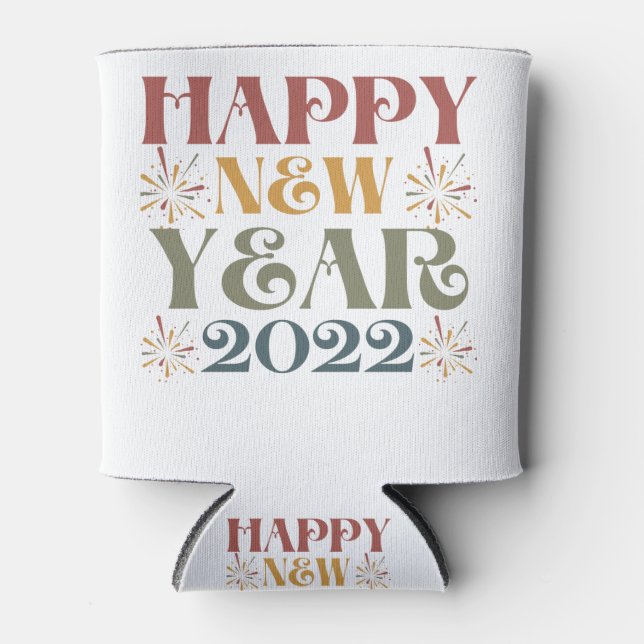 happy new year 2022 can cooler (Front)
