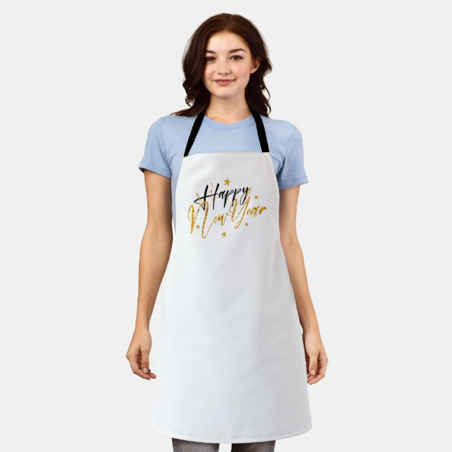 Happy New Year 2022 Design with Glittered Letter Apron (Worn)