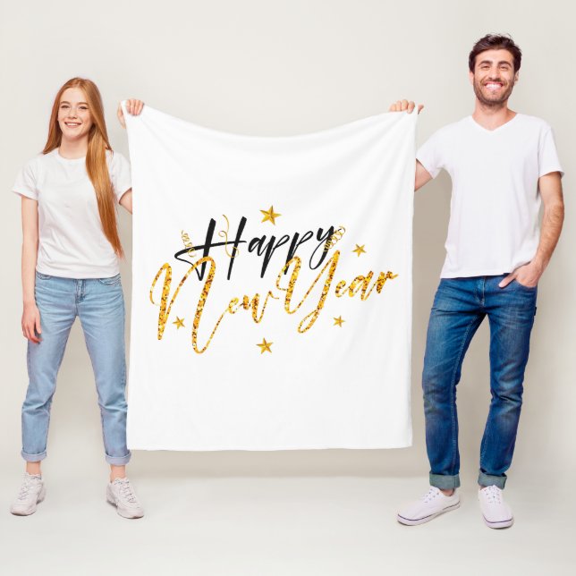 Happy New Year 2022 Design with Glittered Letter Fleece Blanket (In Situ)