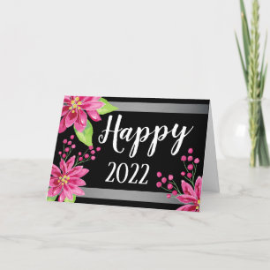 Happy New Year 2022 Floral Holiday Card