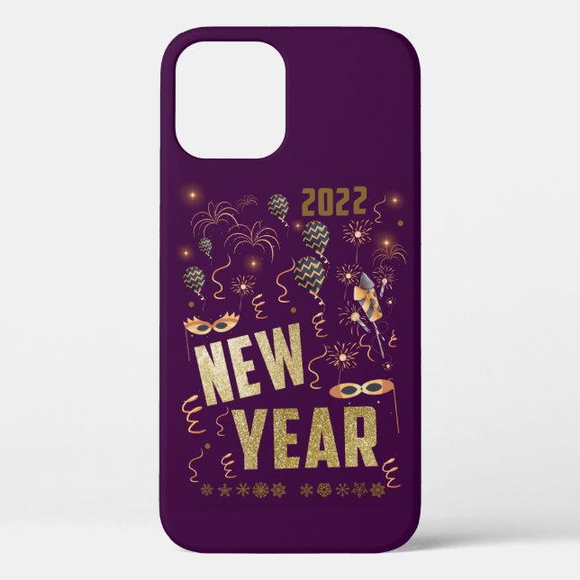 Happy New Year 2022, Holiday Gold Glitter Festive Case-Mate iPhone Case (Back)