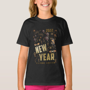 Happy New Year 2022, Holiday Gold Glitter Festive T-Shirt