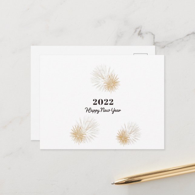 Happy New Year 2022 Holiday Postcard (Front/Back In Situ)