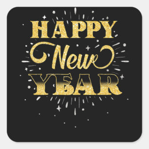 Happy New Year 2022 New Years Eve Square Sticker