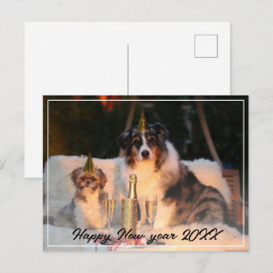 Happy New Year 2023 Dog Photo Script Holiday  Postcard