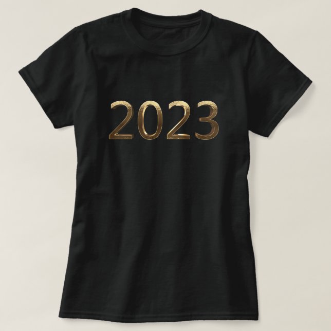 Happy New Year 2023 Elegant Faux Golden Numbers T-Shirt (Design Front)