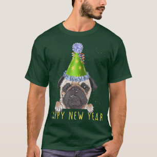 Happy New Year 2023 Funny New Year's Eve Pug Party T-Shirt