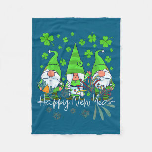 Happy New Year 2023 Gnomes Irish Patrick Day Famil Fleece Blanket