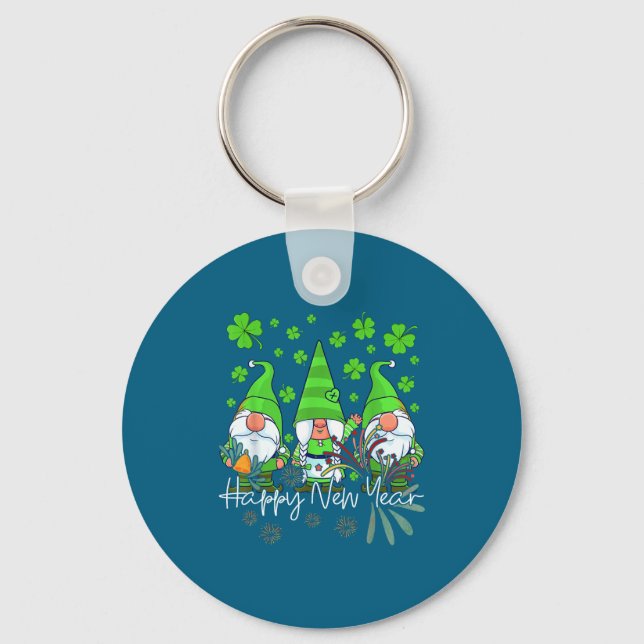 Happy New Year 2023 Gnomes Irish Patrick Day Famil Key Ring (Front)