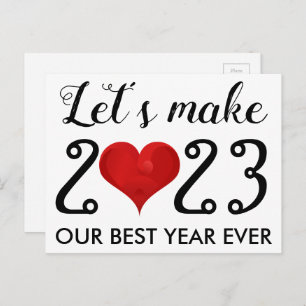Happy New Year 2023 Motivational Quote Heart Holiday Postcard
