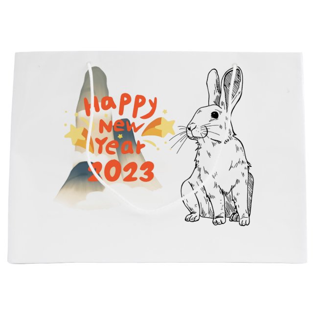 HAPPY NEW YEAR 2023 RABBIT CHINESSE YEAR LARGE GIFT BAG (Front)