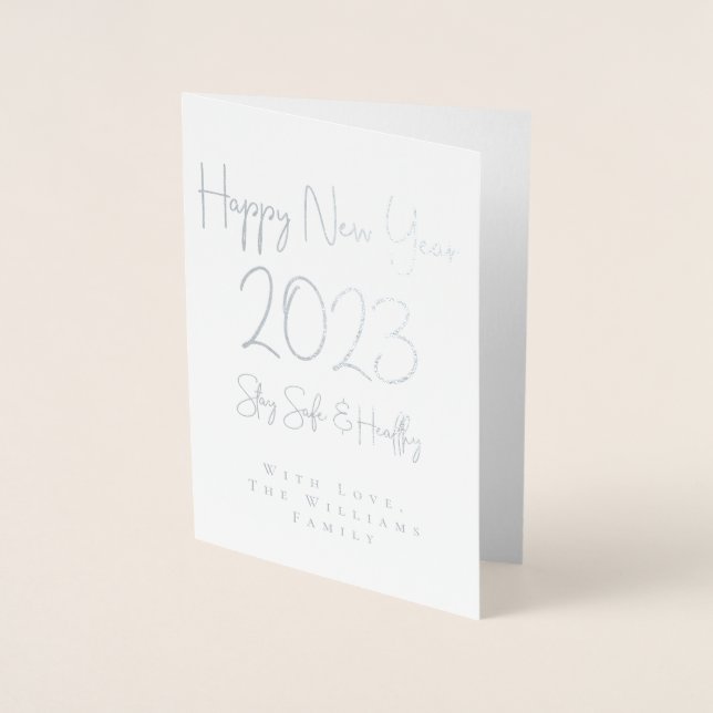 Happy New Year 2023 Stay Safe and Healthy Foil Car Foil Card (Front)