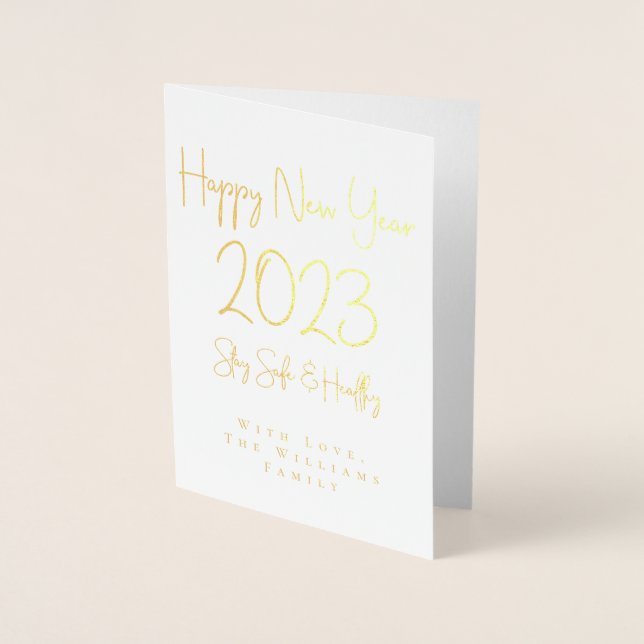Happy New Year 2023 Stay Safe and Healthy Foil Card (Front)