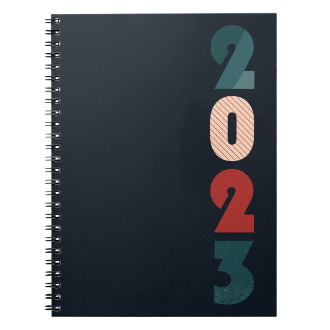 Happy new year 2023 text   notebook (Front)