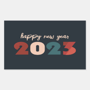 Happy new year 2023 text rectangular sticker