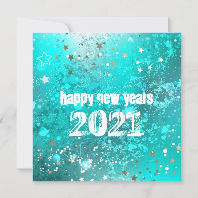 Happy new year 2023 turquoise holiday card (Front)
