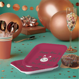 Happy New Year 2023 Year of the Rabbit  Paper Plate