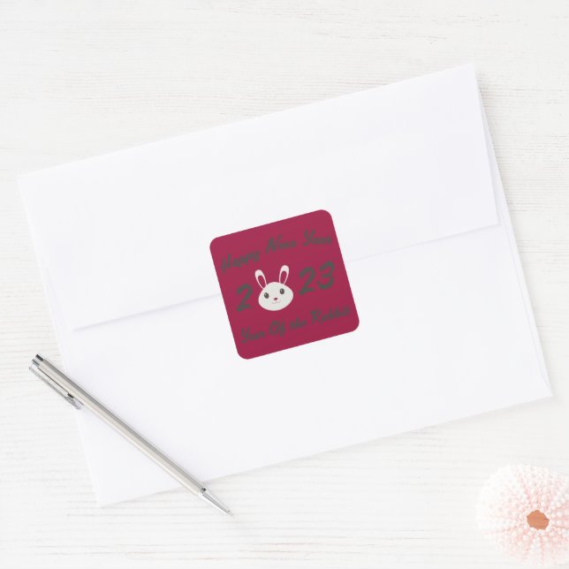 Happy New Year 2023 Year of the Rabbit  Square Sticker (Envelope)