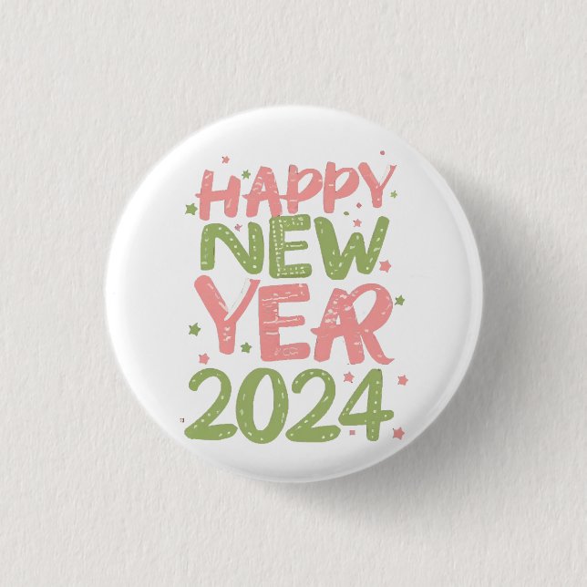 Happy New Year 2024 3 Cm Round Badge (Front)