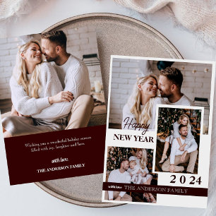 Happy New Year 2024   4 photo Holiday Card