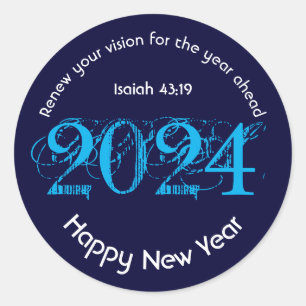 Happy New Year 2024 ADD ANY YEAR Christian Classic Round Sticker
