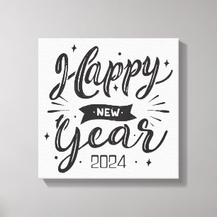 Happy new year 2024 canvas print