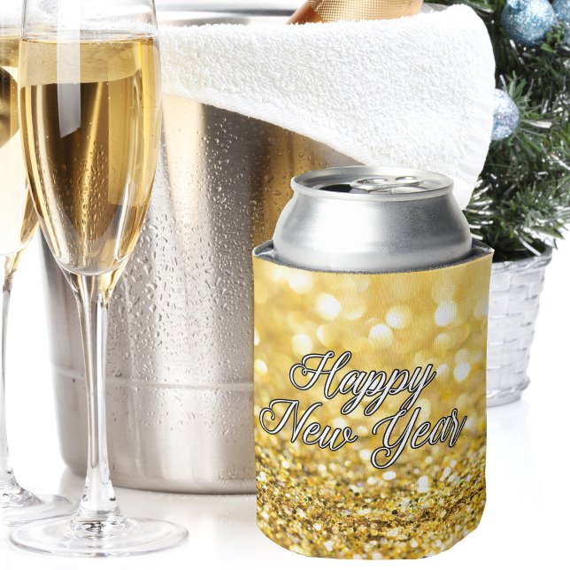 Happy New Year 2024 Chic Gold Glitter Party Can Cooler (Creator Uploaded)