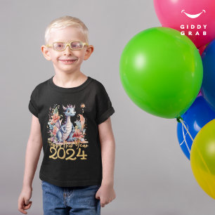 Happy New Year 2024 Chinese Dragon Black T-Shirt