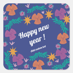 Happy new year 2024 customisable blue modern square sticker
