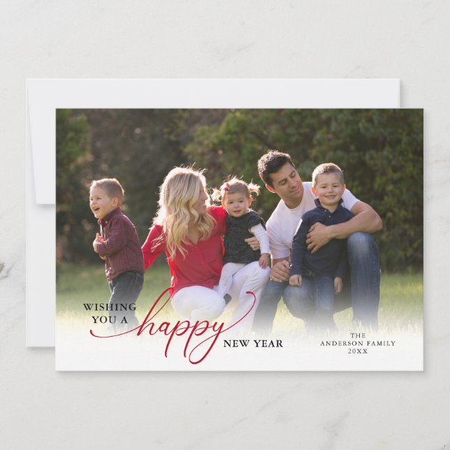 Happy New Year 2024 Elegant Script Holiday Card (Front)