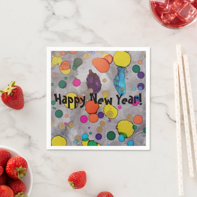 Happy New Year 2024!  Elevate with Joy and Colour! Napkin (Insitu)