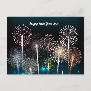 Happy New Year 2024 Fireworks Postcard
