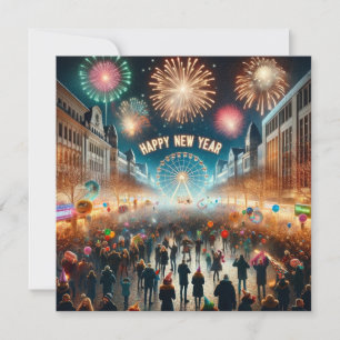Happy New Year 2024 flat card