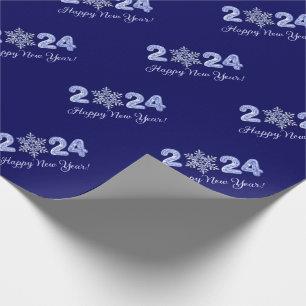 Happy New Year 2024. Ice Numbers & Snowflake Gift  Wrapping Paper