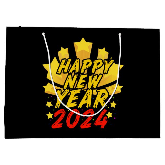 Happy New Year 2024  Large Gift Bag (Back)