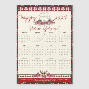 Happy New Year 2024 Magnetic Calendar Custom Logo