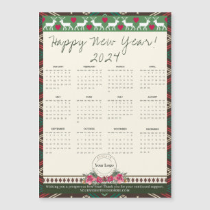 Happy New Year 2024 Magnetic Calendar Custom Logo